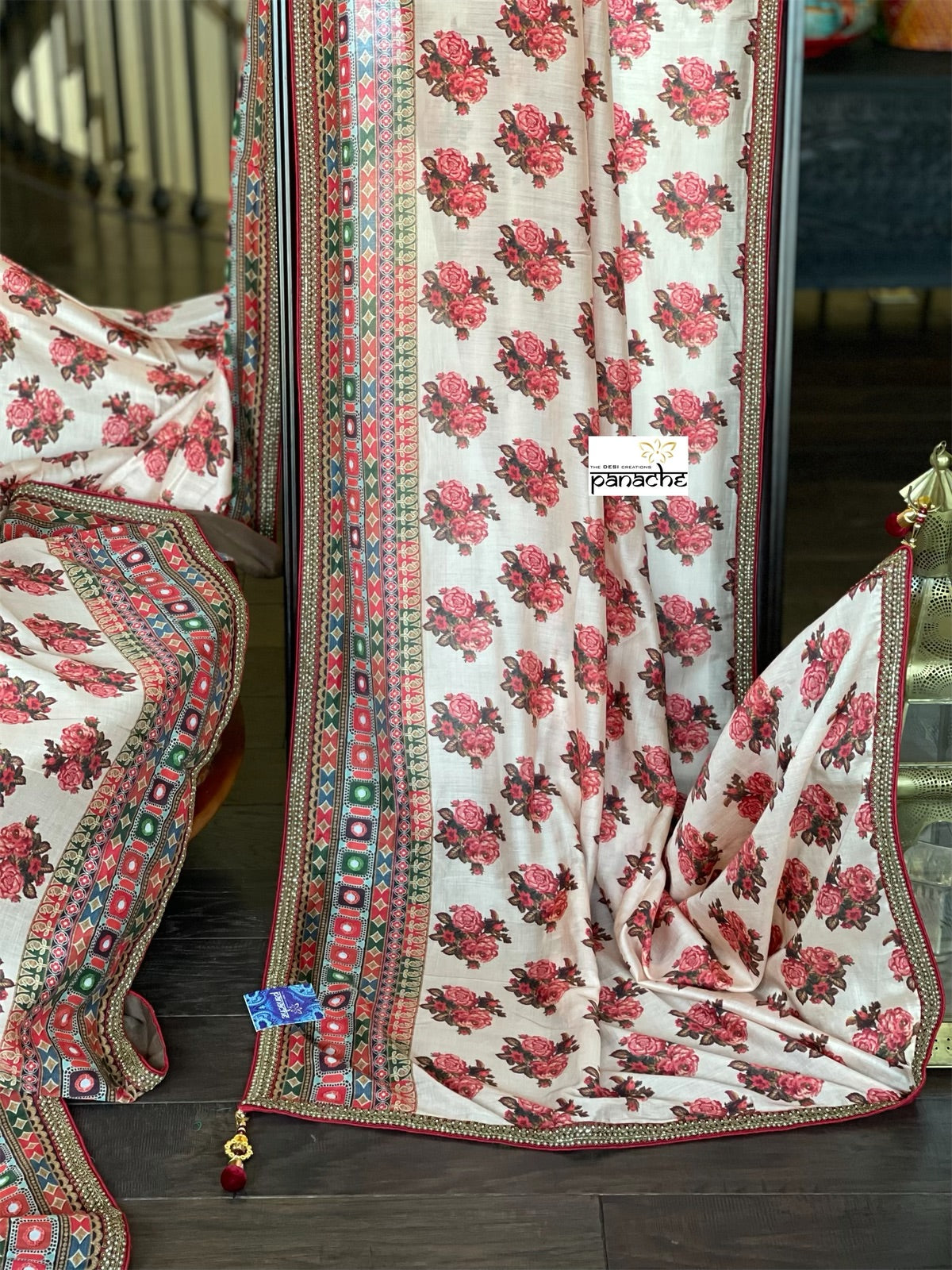 Muslin Soft Silk Printed - Beige Maroon Pink Brown