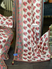 Muslin Soft Silk Printed - Beige Maroon Pink Brown