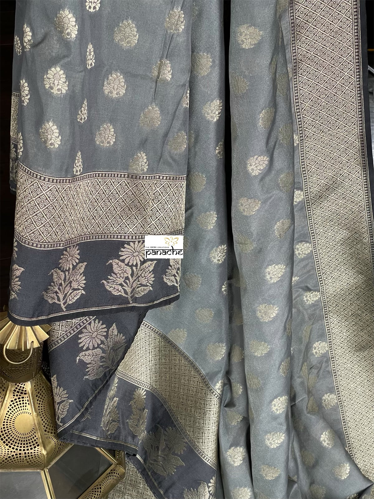 Soft Silk Banarasi - Silver Grey