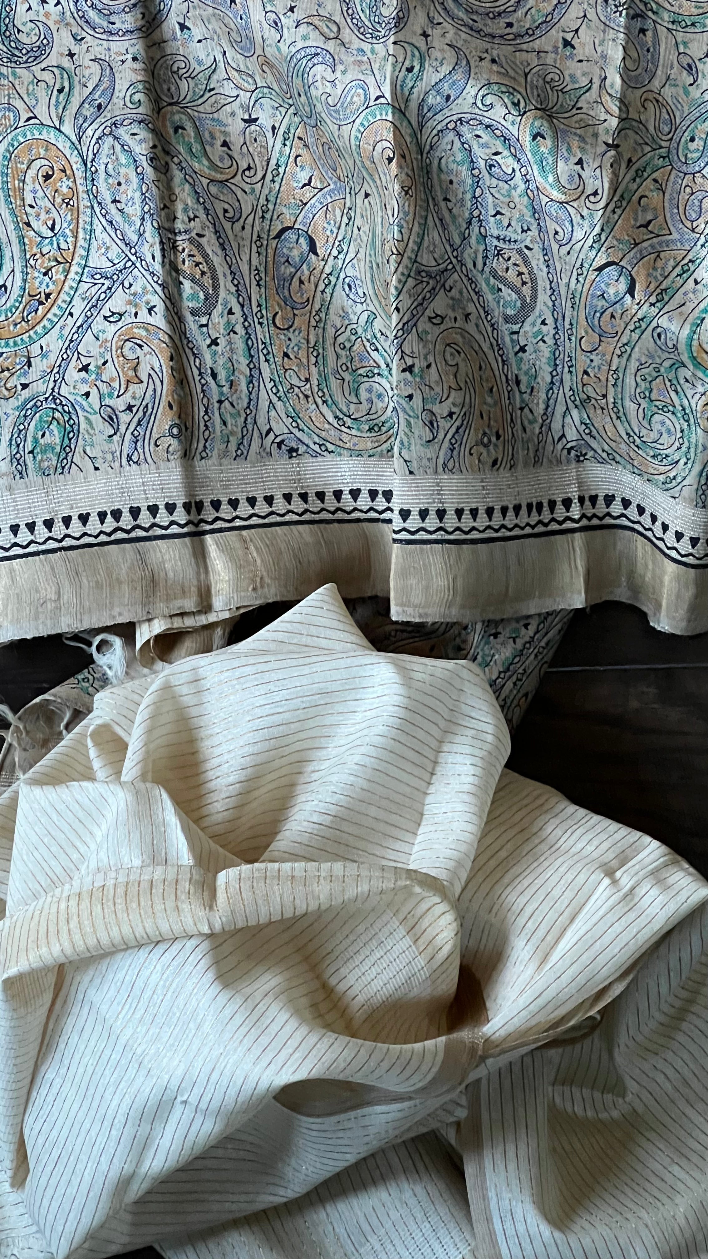 Pure Gicha Tussar Silk -  Beige Digital Printed