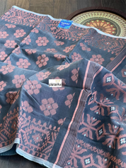 Soft Jamdaani  - Gray Copper Zari