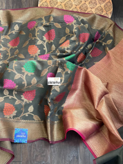 Cotton Silk Banaras Chanderi - Black Meenakari