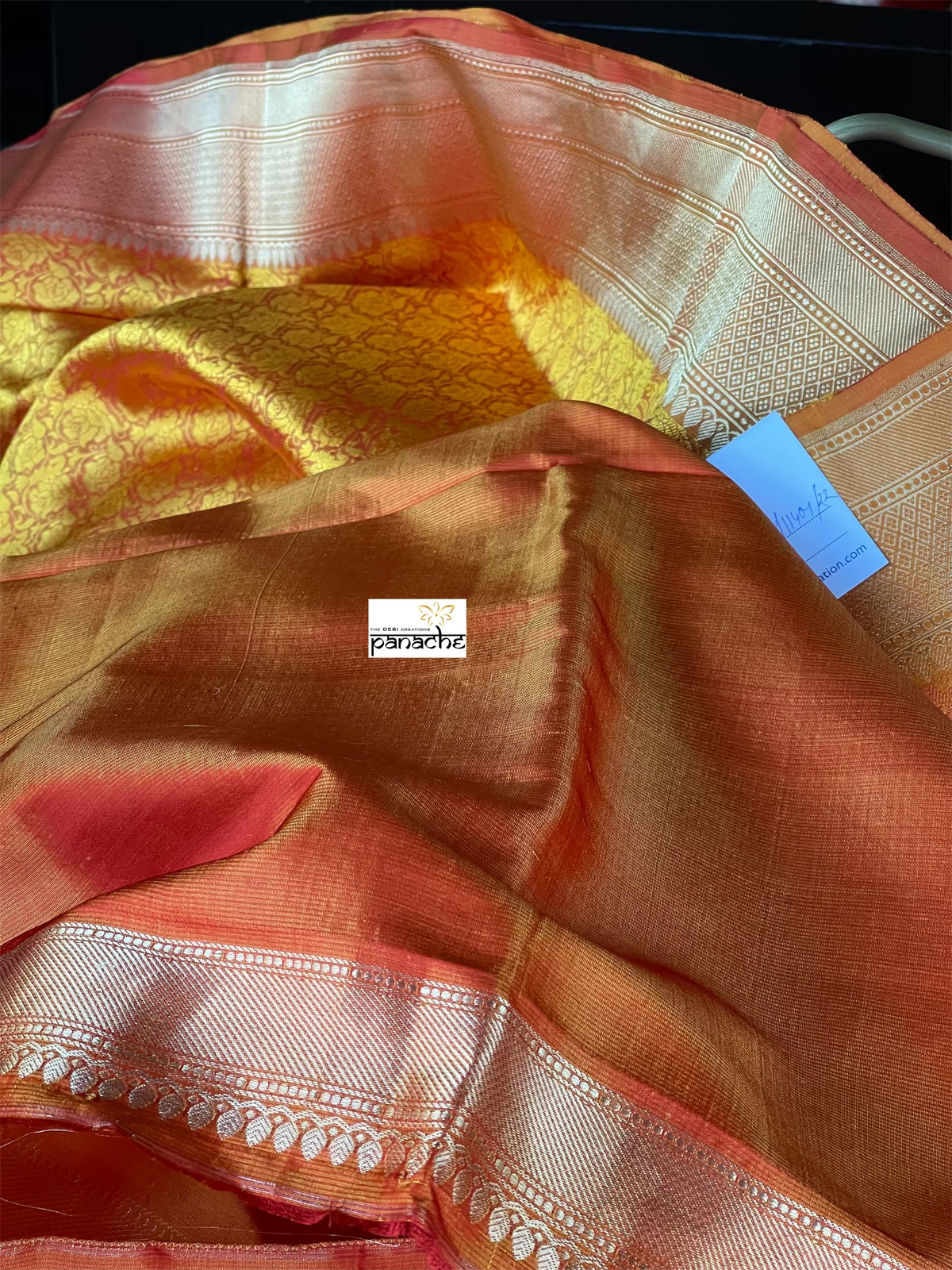 Katan Silk Tanchui Banarasi - Mustard Yellow Antique Zari