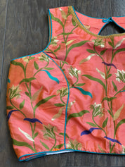 Designer Blouse - Peach Orange Meenakari