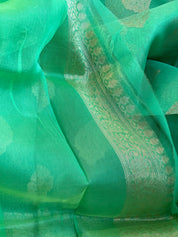Organza Silk Banarasi -  Sea Green Antique Zari