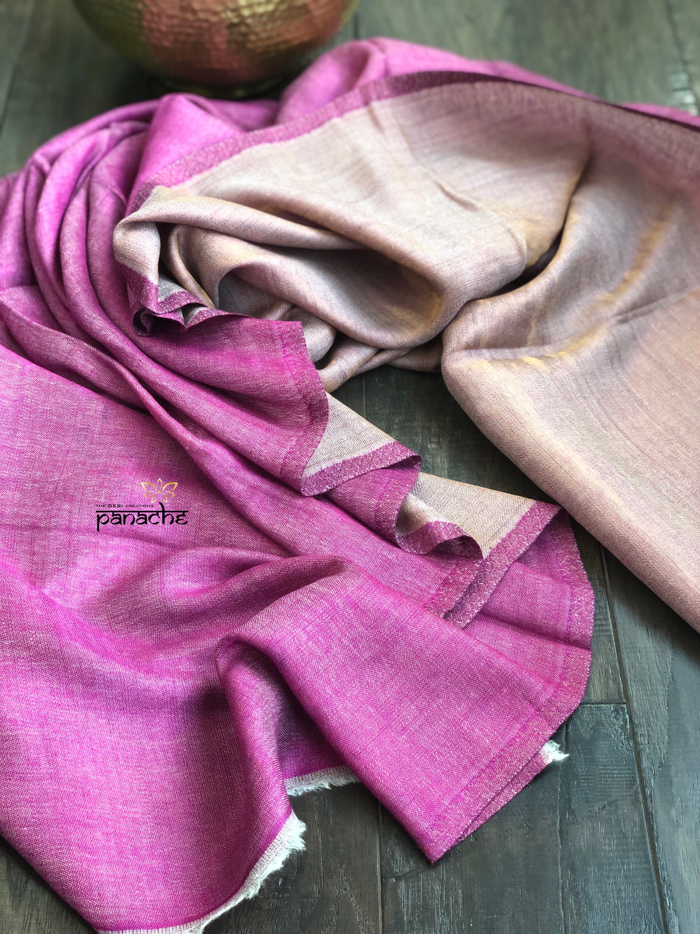 Pure Pashmina Stole - Magenta Pink Reversible