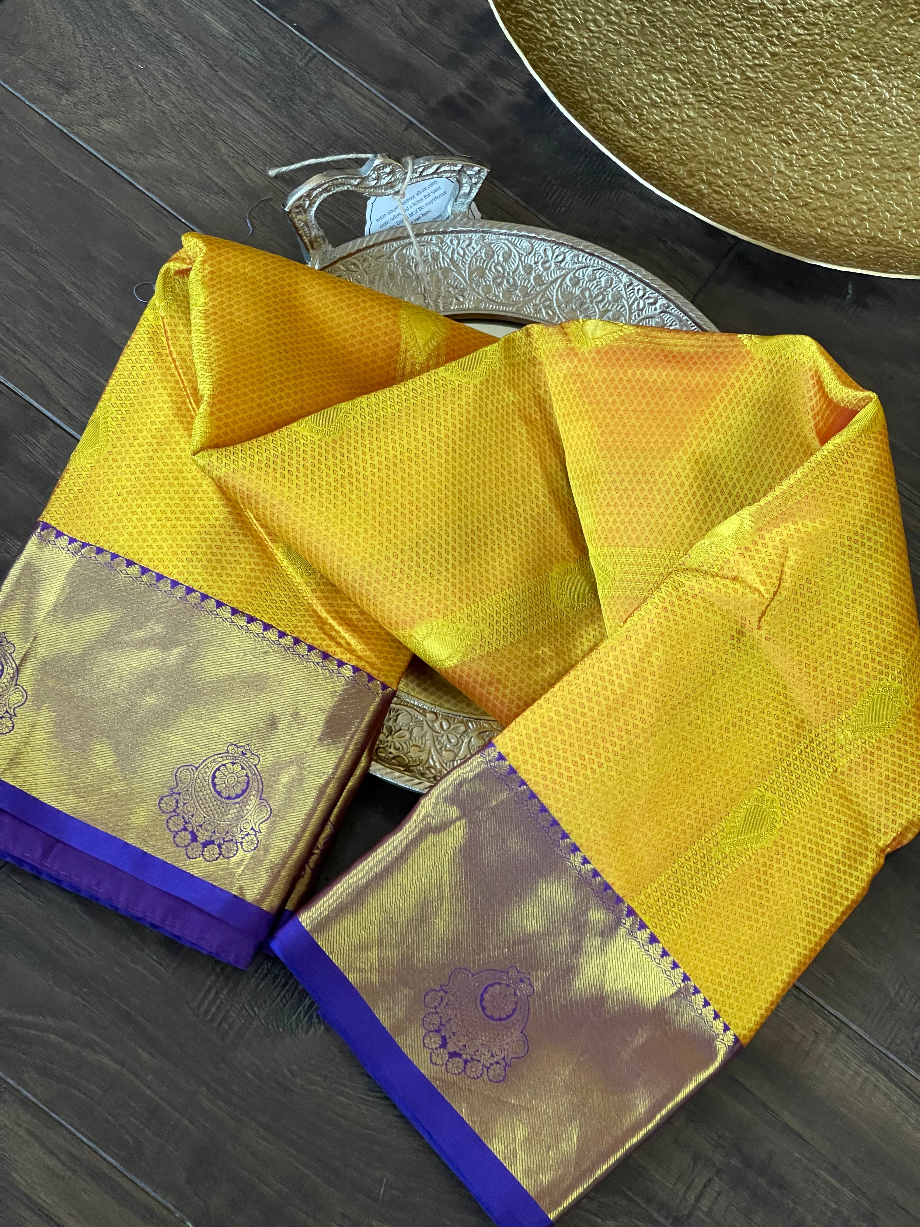 Silk Kanjivaram - Yellow Blue