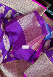 Pure Silk Katan Banarasi- Purple Antique Zari