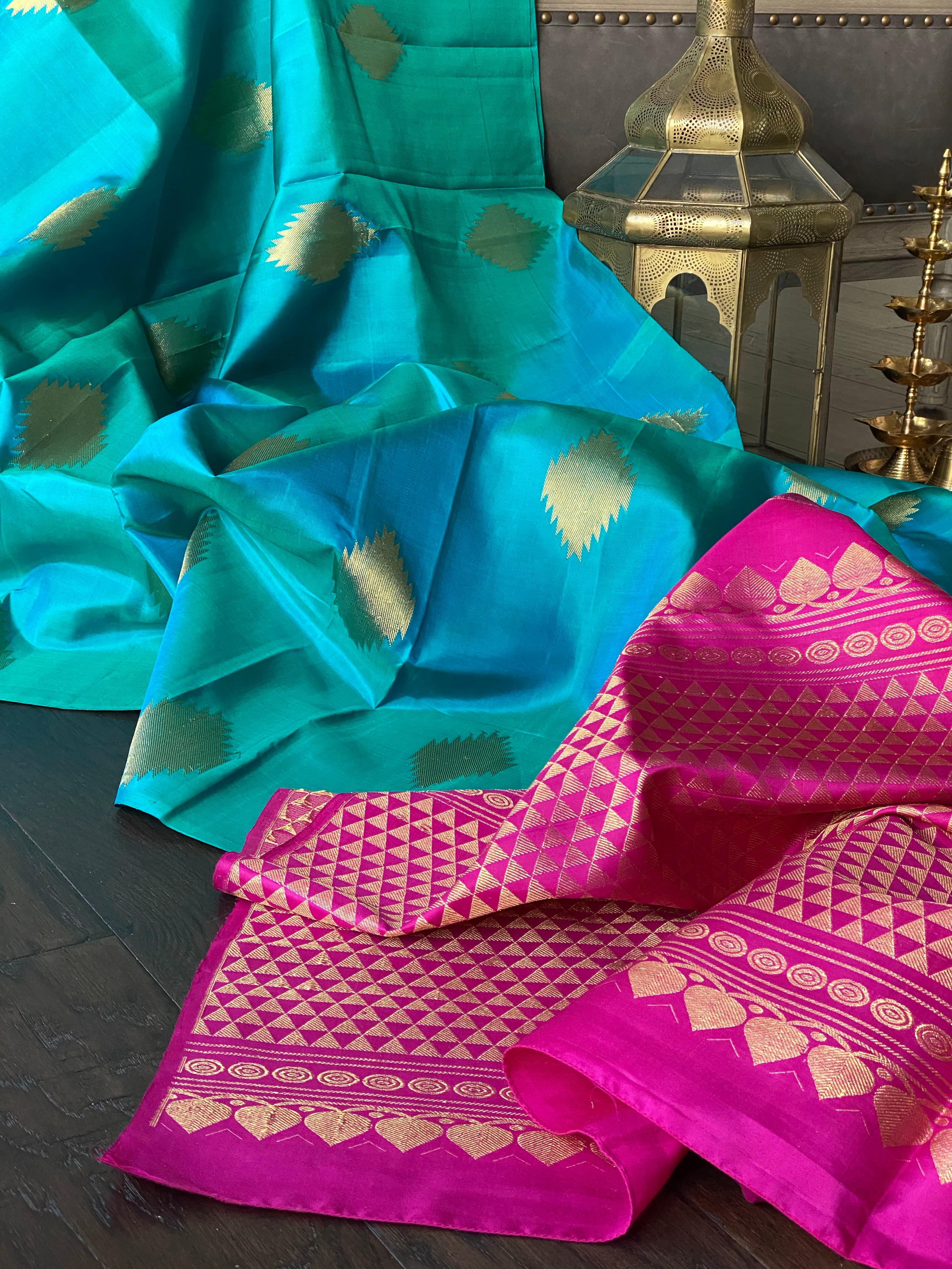 Pure Silk Kanjivaram - Sea Green Firozi Magenta