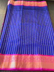 Pure Silk Kanjivaram - Blue Magenta Pink