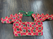 Designer Blouse - Orange Red Green Woven