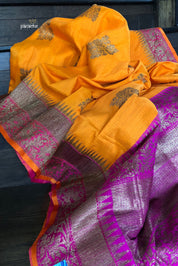 Tussar Silk Dupion Banarsi - Golden Yellow