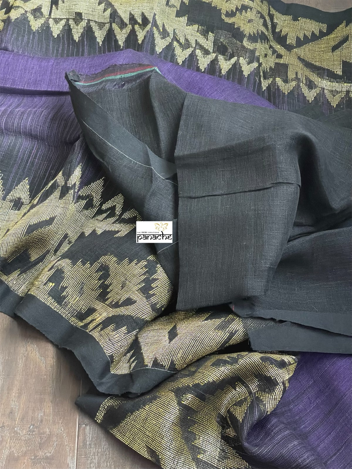 Jamdaani Linen Woven - Purple Black