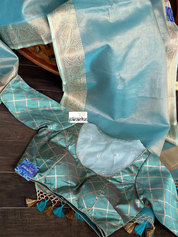 Designer Blouse - Sea Green Gold Zari