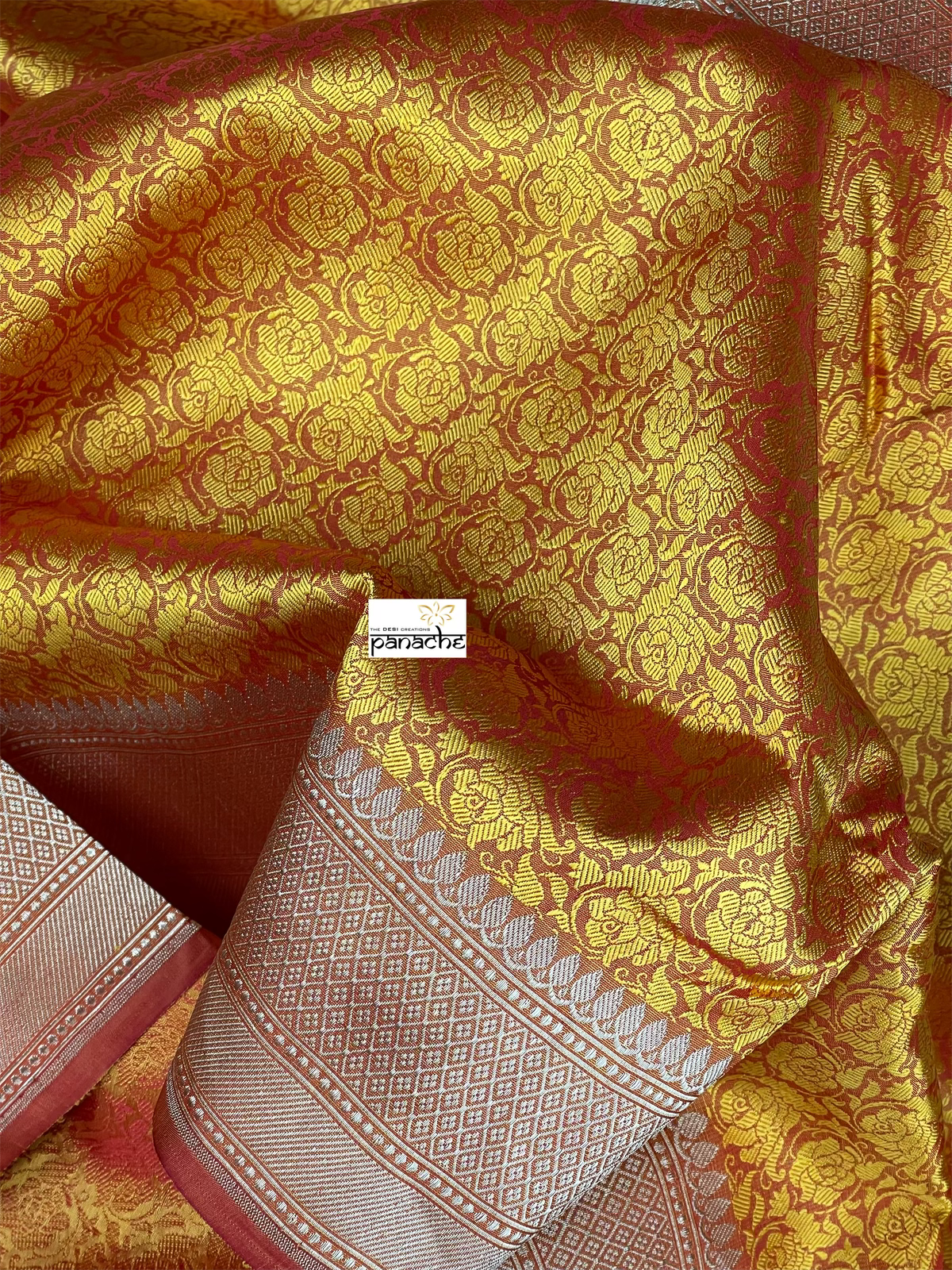 Katan Silk Tanchui Banarasi - Mustard Yellow Antique Zari