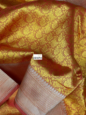 Katan Silk Tanchui Banarasi - Mustard Yellow Antique Zari