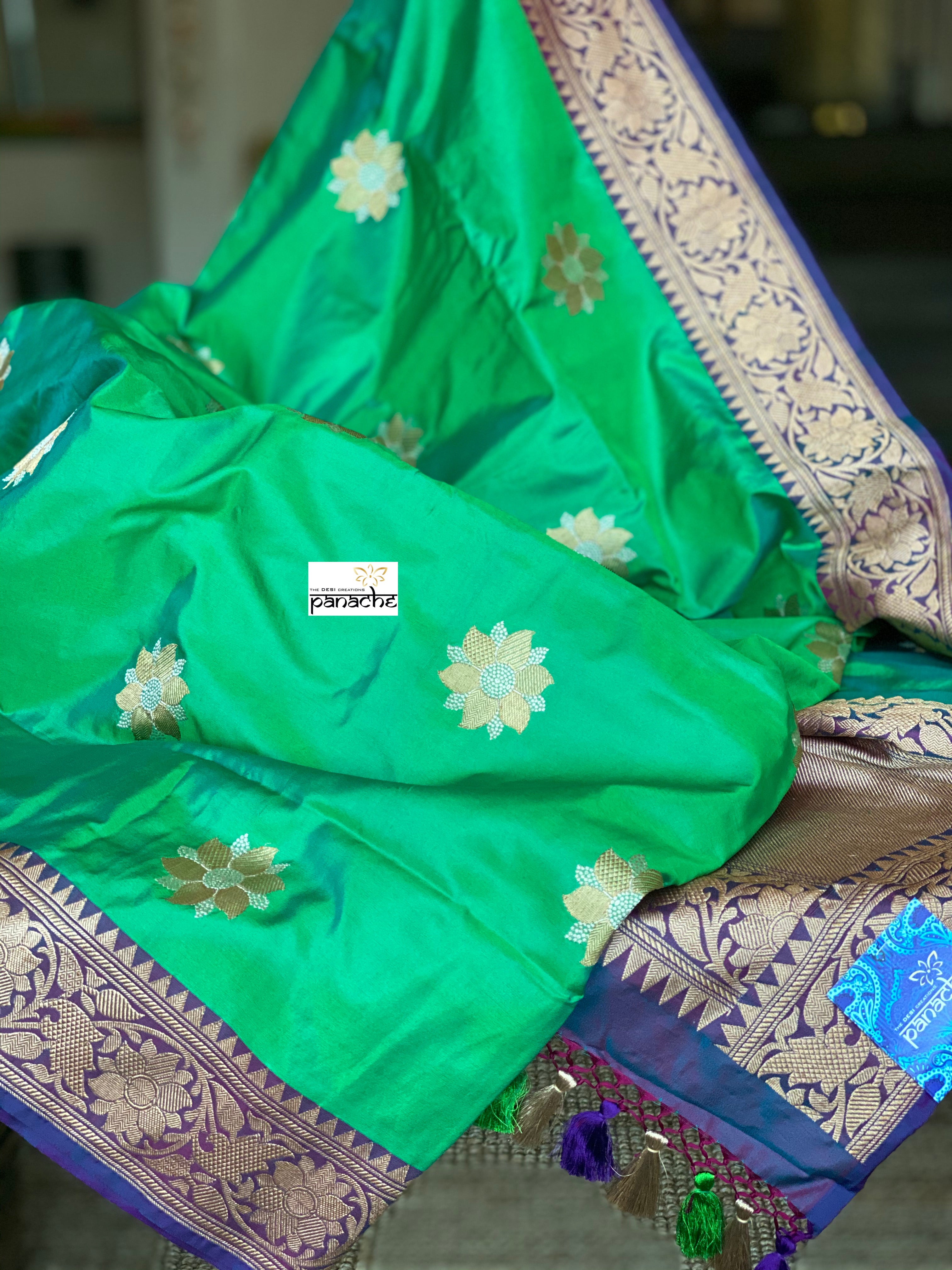 Pure Silk Banarasi - Sea Green Kadwa Woven