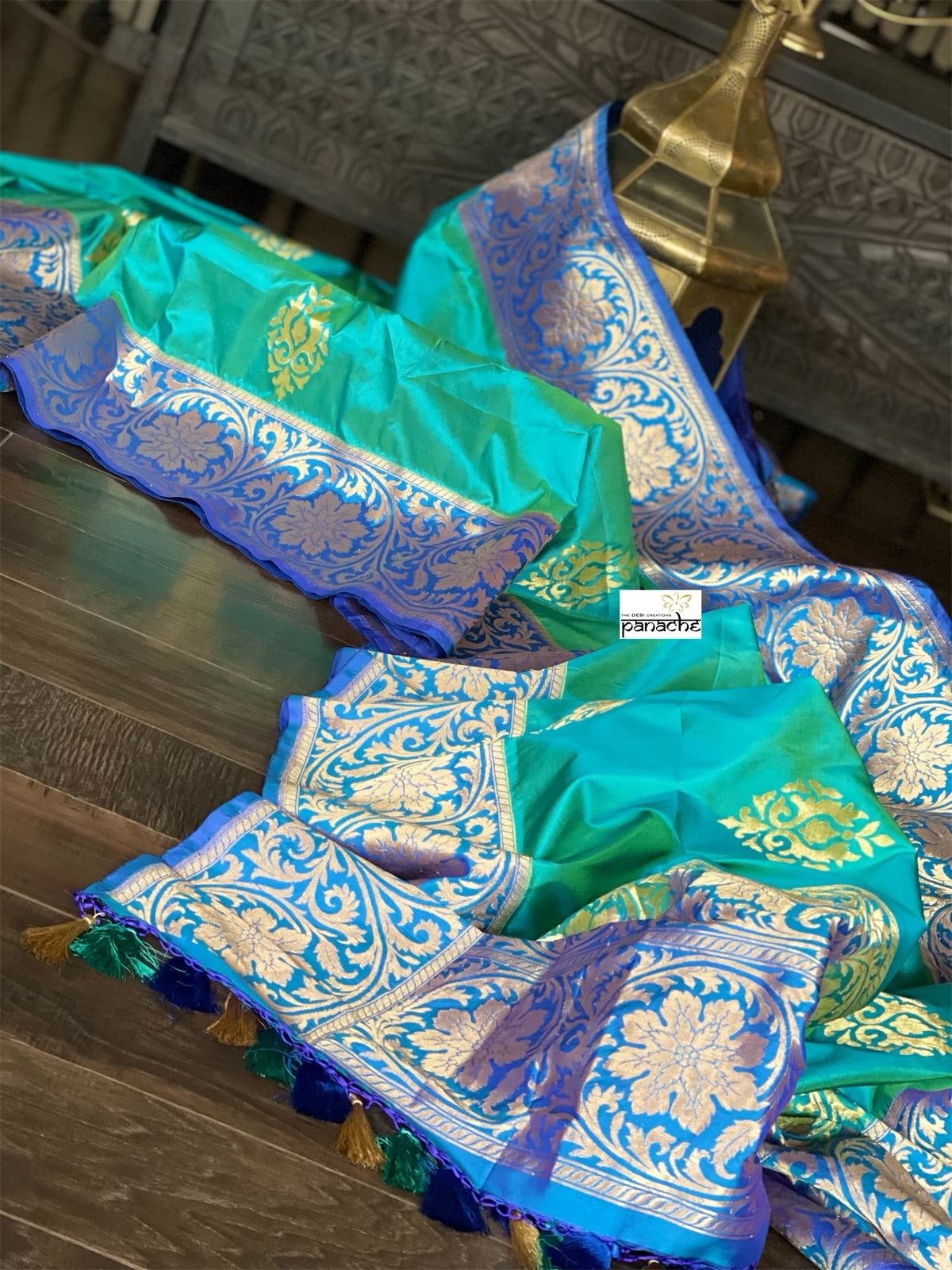 Pure Silk Banarasi - Sea Green Dual Shaded