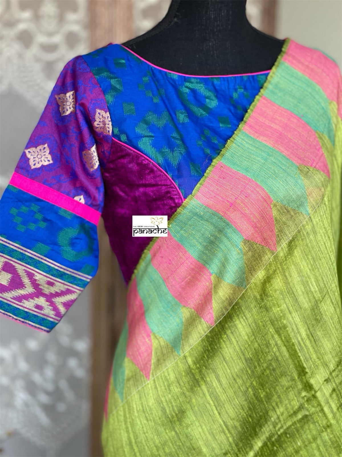 Matka Silk - Green Pink Firozi