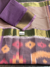 Cotton Silk - Peach Purple Ikat Woven