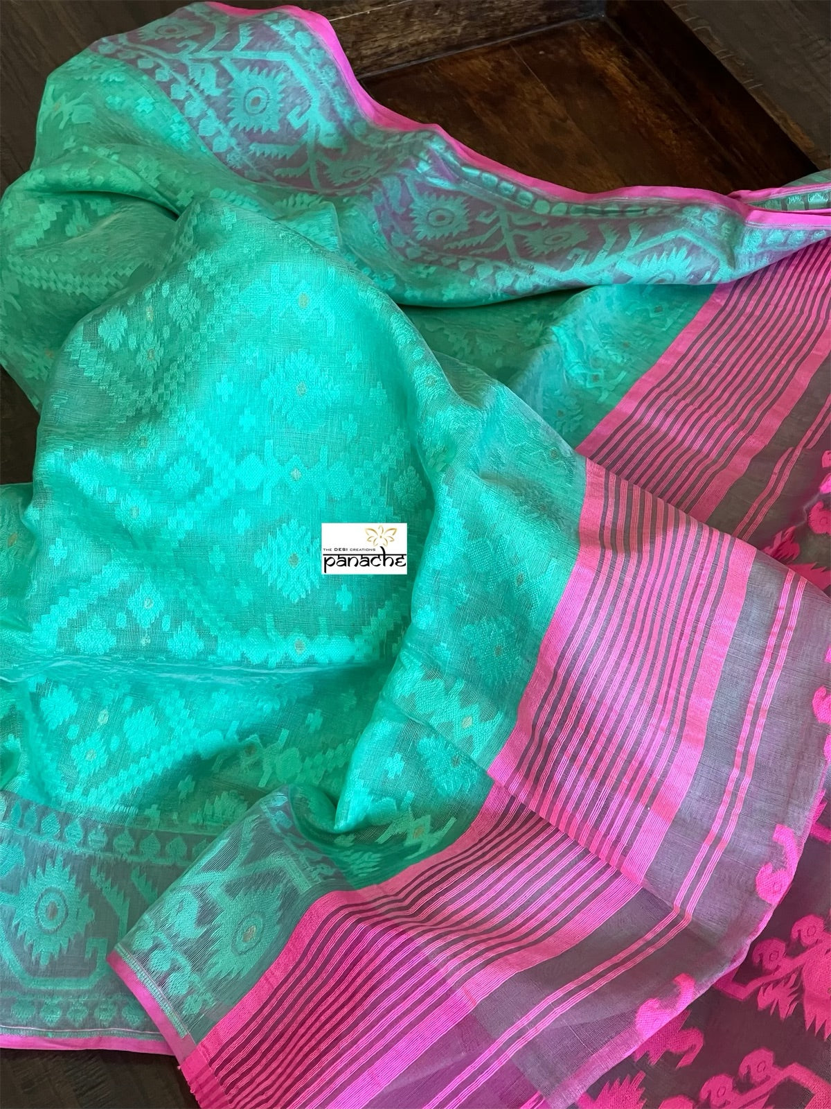 Jamdaani Soft - Turquoise Green Pink