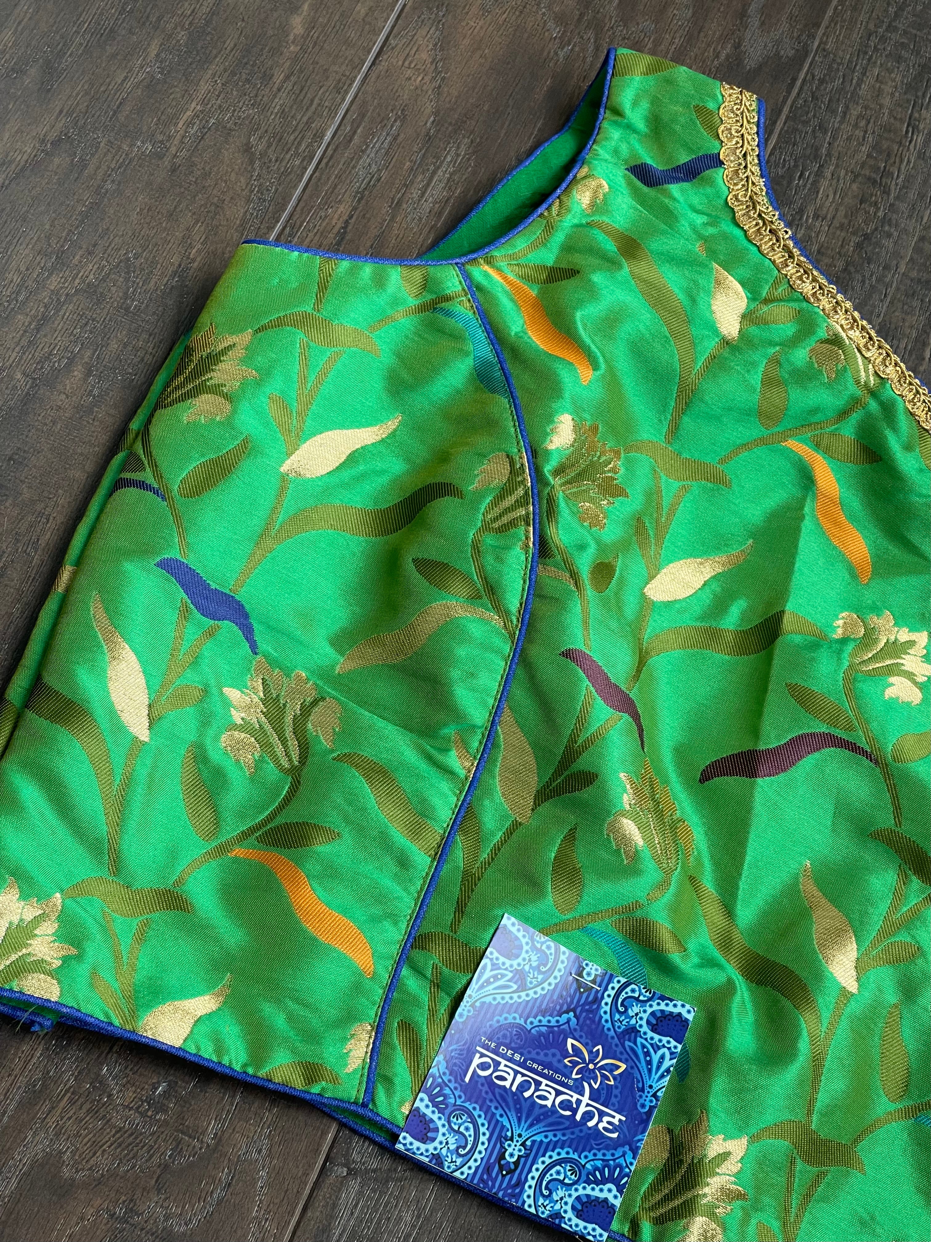 Designer Blouse - Green Blue Meenakari