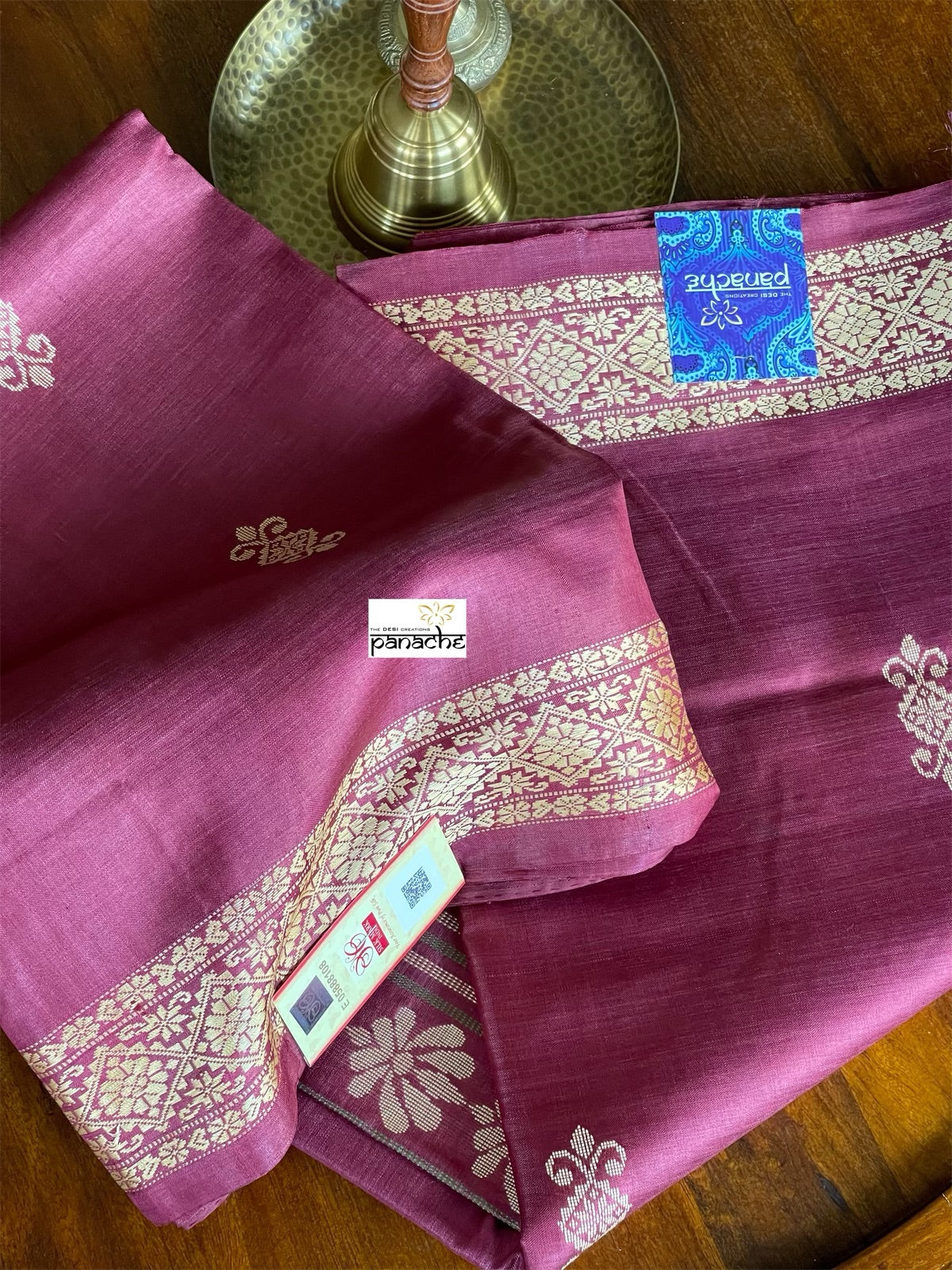 Pure Tussar Silk Woven - Pink Maroon