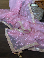 Designer Organza - Bubblegum Pink Embroidered