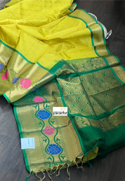 Pure Silk Kanjivaram - Lemon Yellow Green