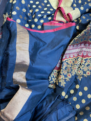 Katan Silk Banarasi - Black Golden Butta