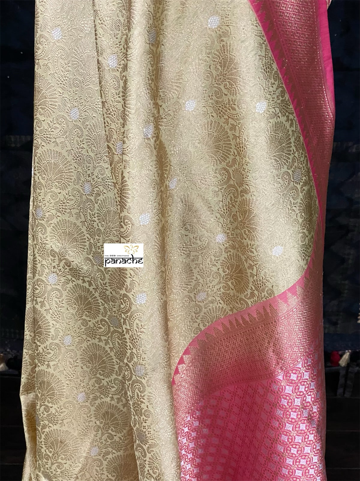 Pure Katan Silk Banarasi - Light Butter Yellow Golden Zari woven
