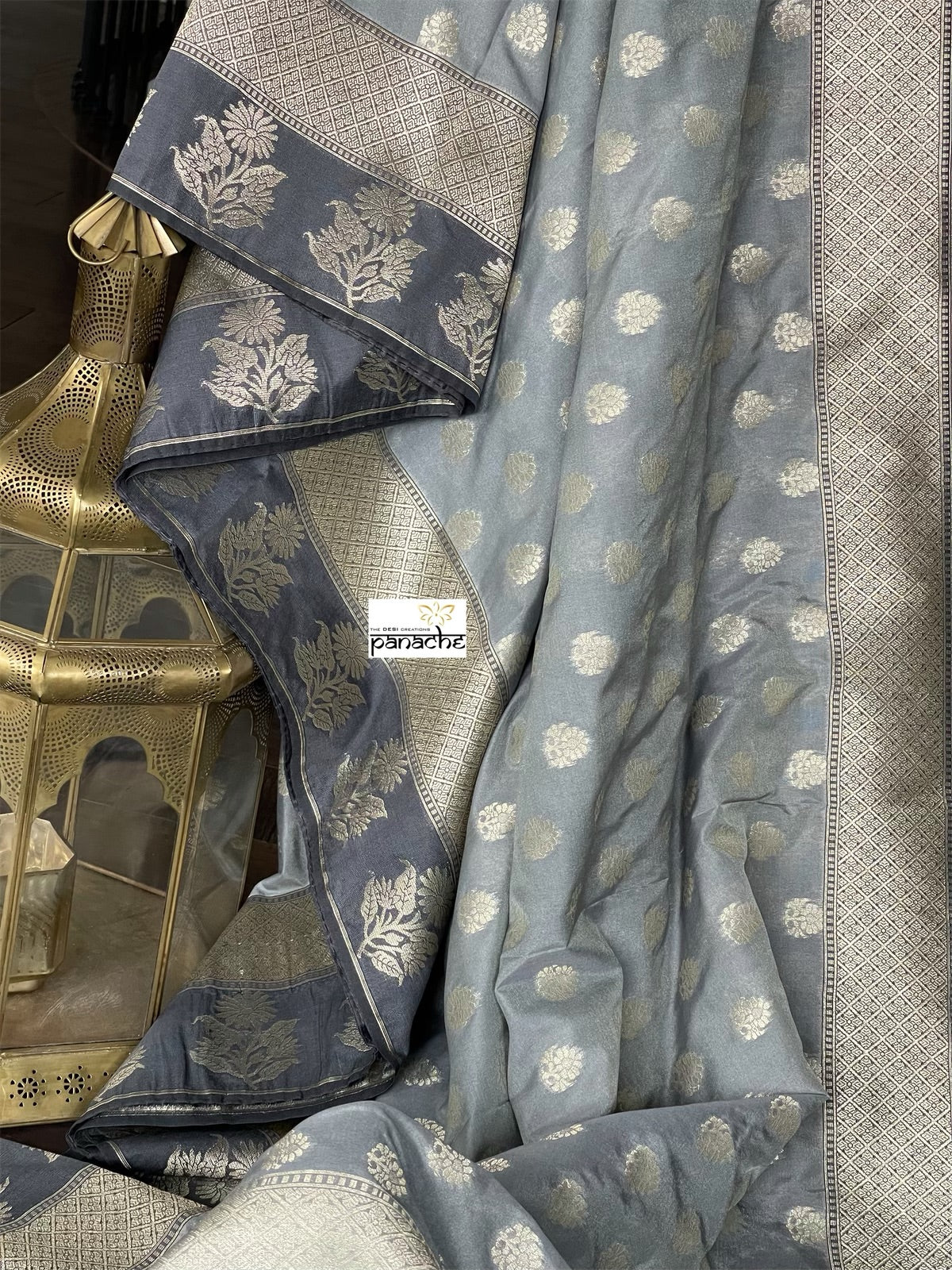 Soft Silk Banarasi - Silver Grey