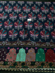 Georgette Designer Inspired Drape - Black Grey Multicolor