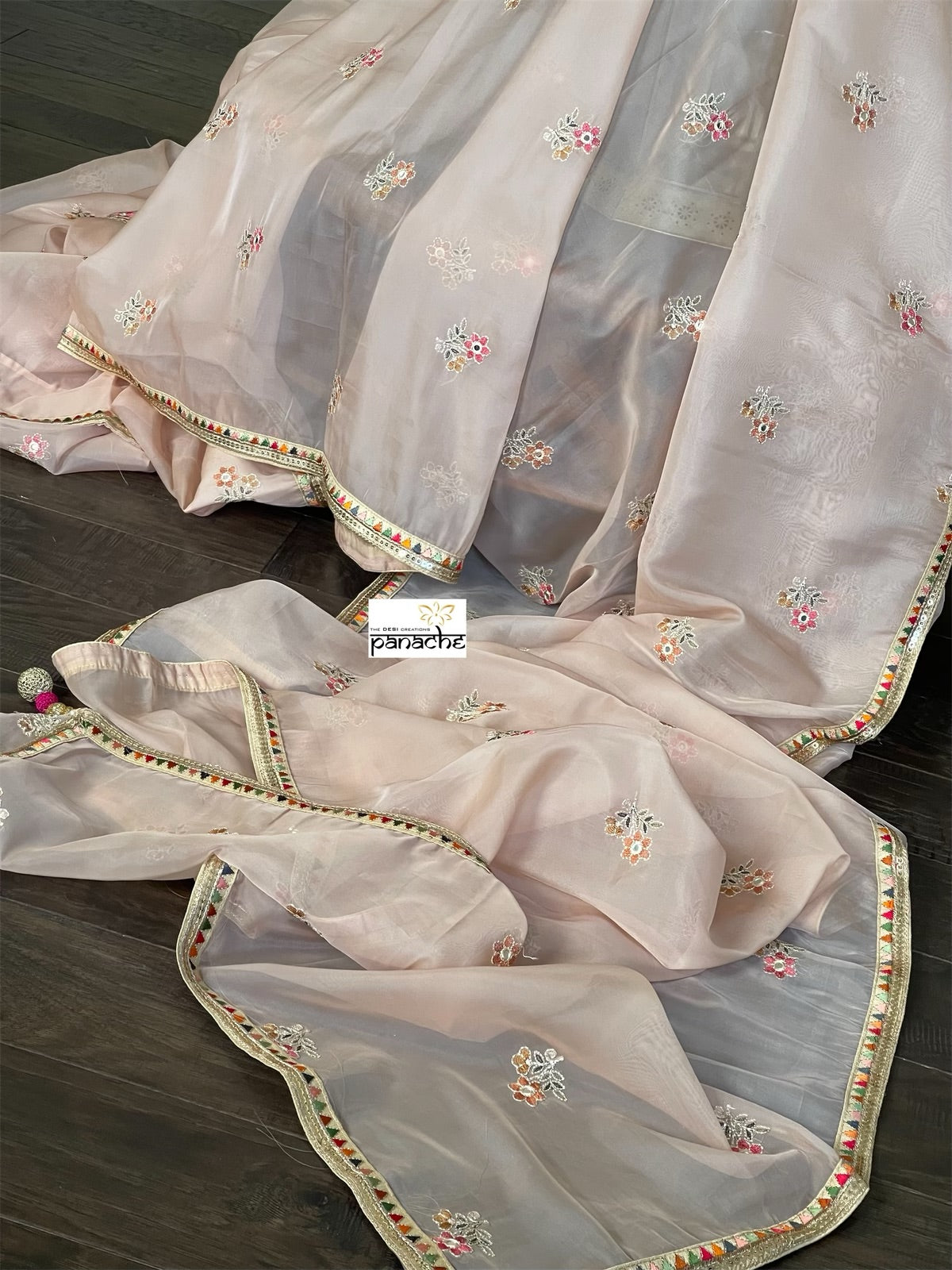 Designer Organza - Dusty Pink Embroidered