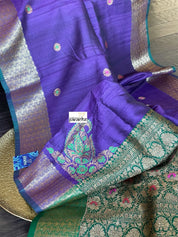 Tussar Silk Banarasi - Purple Green Jewel Tone