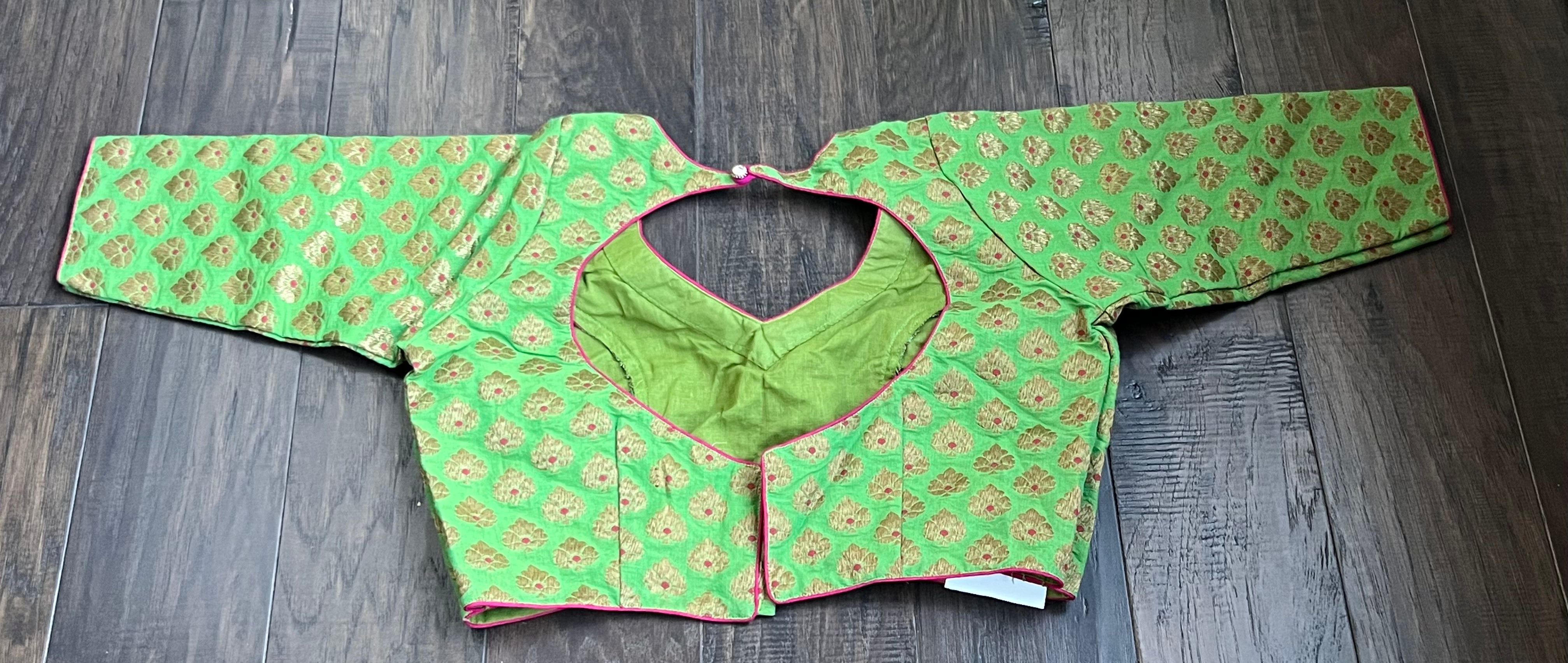 Designer Blouse - Green Meenakari
