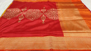 Pure Silk Banarasi - Red Rusty Orange