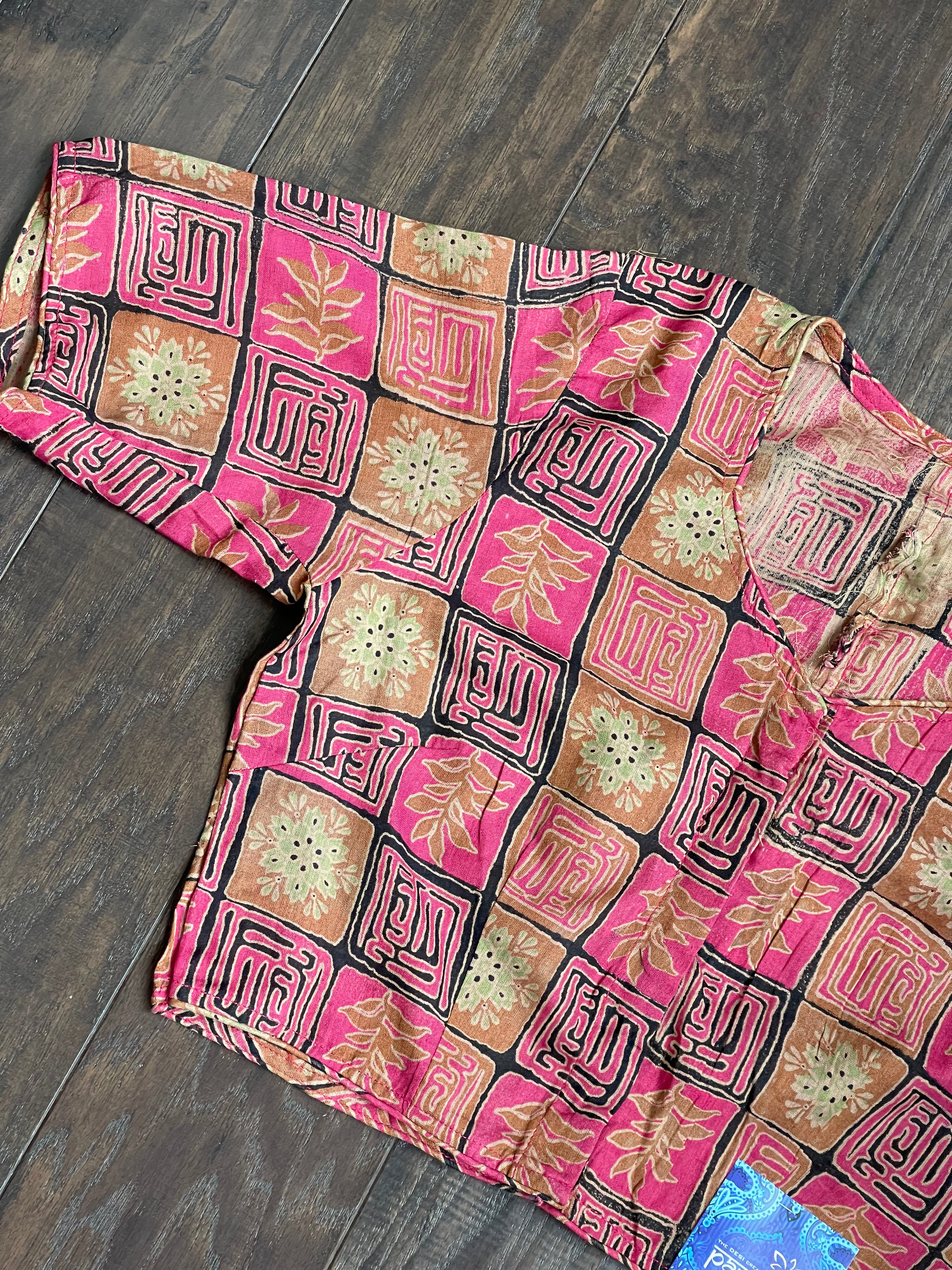 Designer Blouse - Pink Black Printed