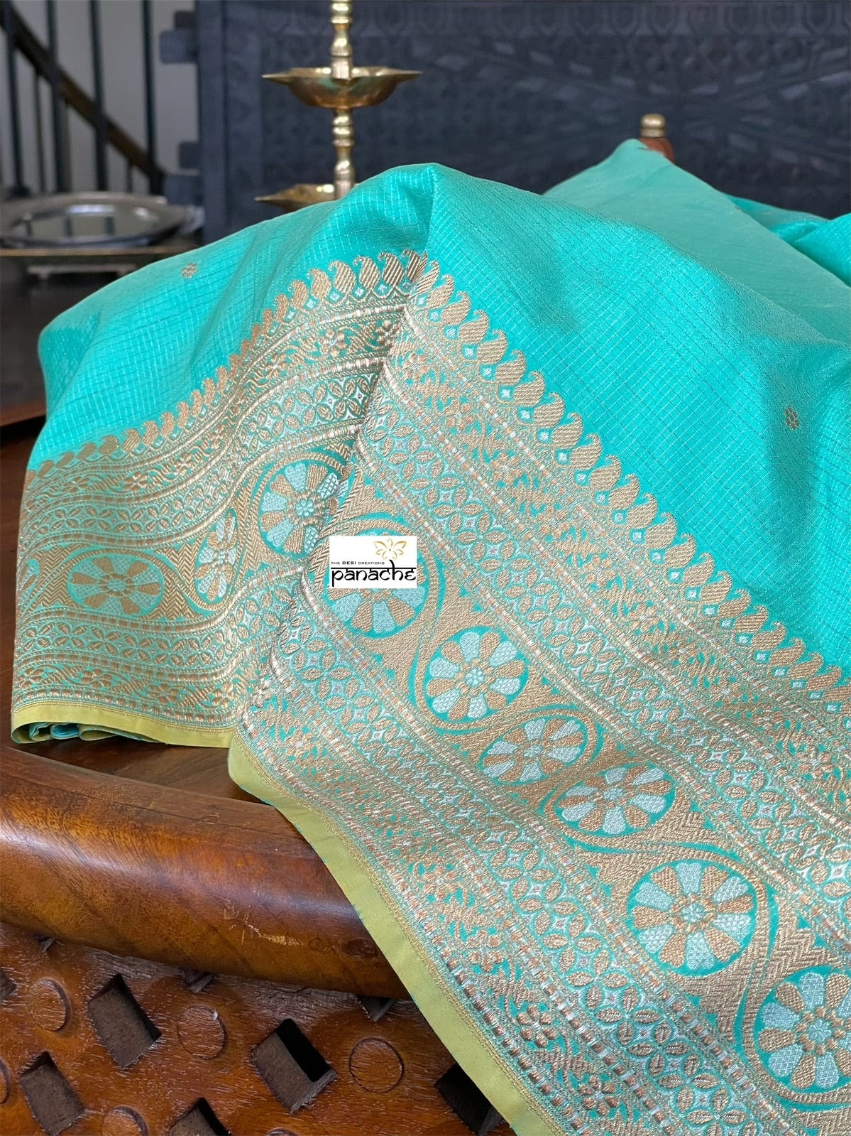 Pure Silk Katan Banarasi - Sea Green Kadhwa