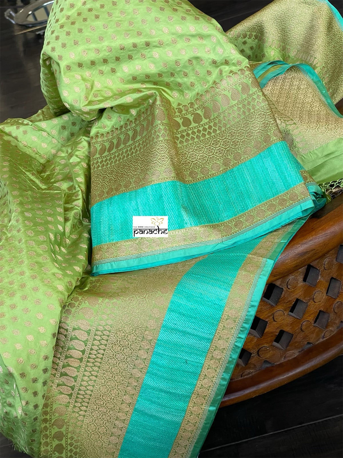 Pure Silk Katan Bootidaar Banarasi - Pista Green Kadhwa