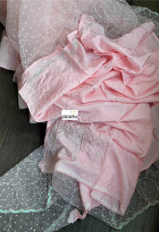 Designer Organza -  Pink Hand Embroidered
