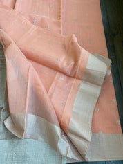 Chanderi Silk Cotton - Peach Silver Zari