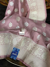 Pure Katan Silk Banarasi - Thulian Pink Antique Zari