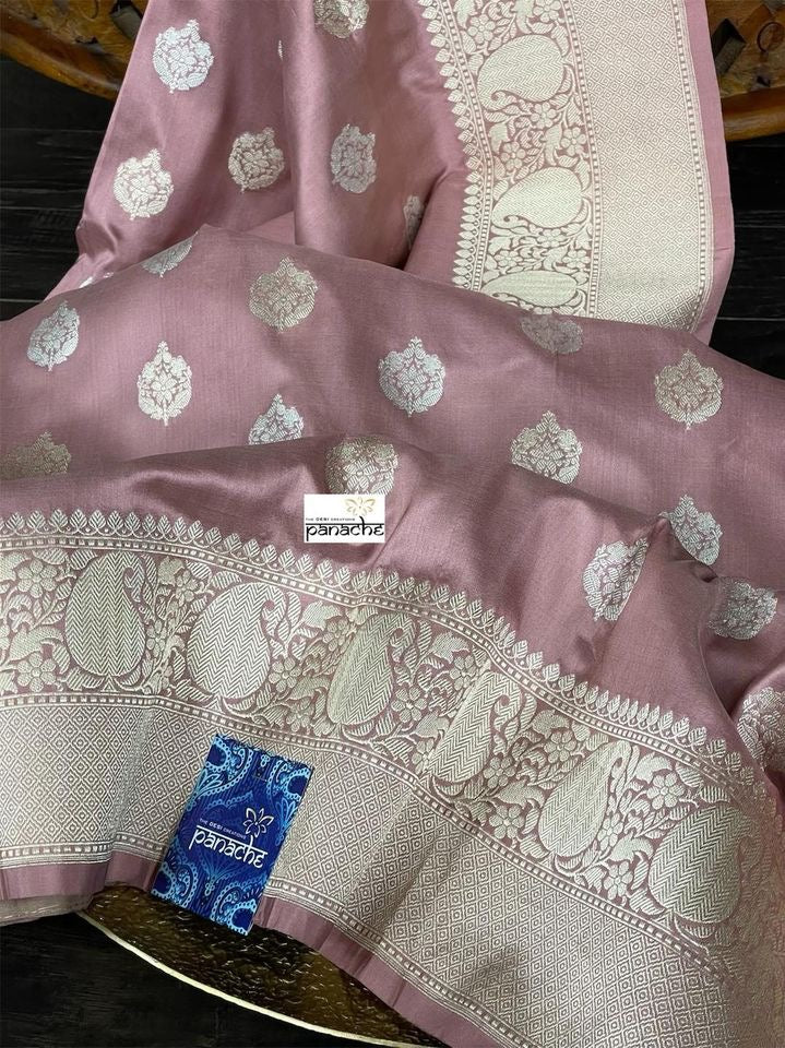 Pure Katan Silk Banarasi - Thulian Pink Antique Zari