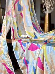 Designer Satin Chiffon Silk - Cream Yellow