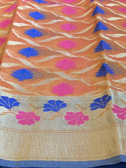 Kora Cotton Silk - Orange Meenakari