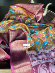 Mulmul Cotton Banarasi - Ochre Orange Multi color