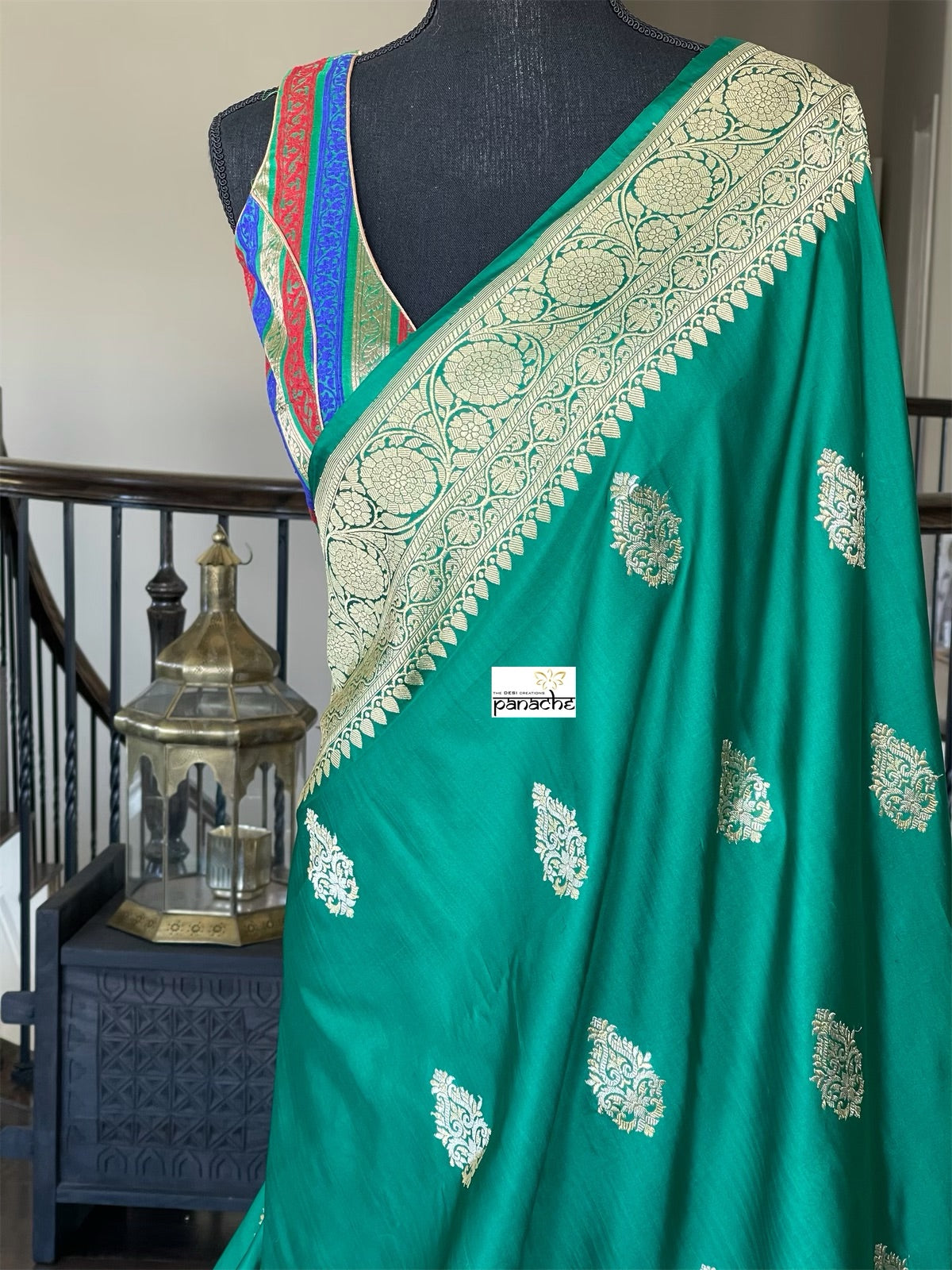 Pure Katan Silk Banarasi - Green Antique Zari
