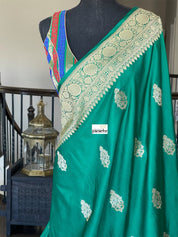 Pure Katan Silk Banarasi - Green Antique Zari