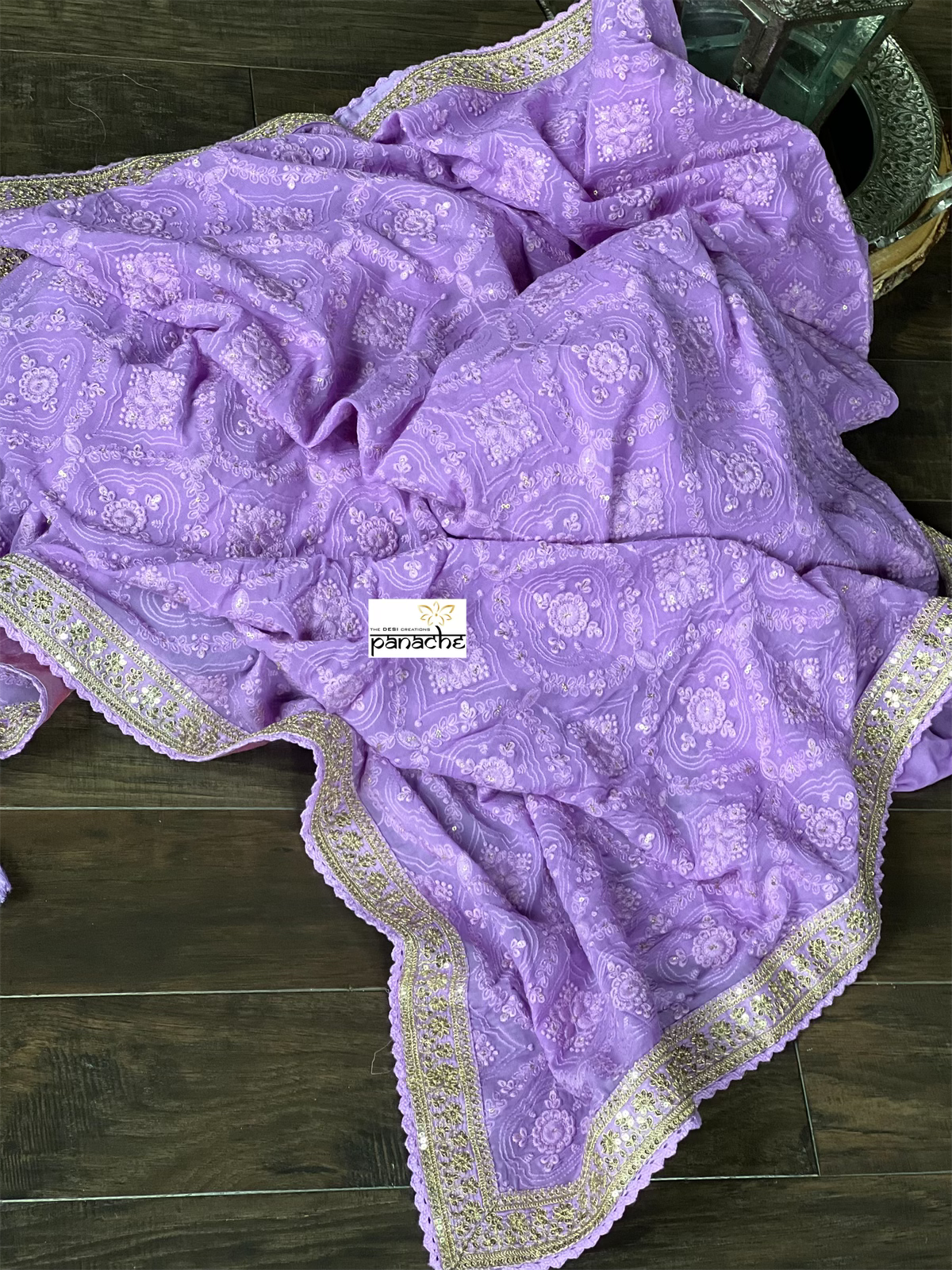 Designer Pure Georgette Chikankari - Violet